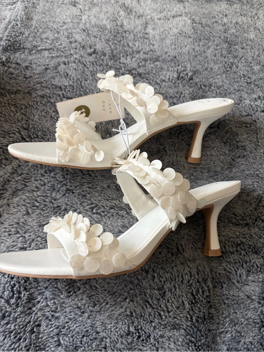 a new day White Floral Appliqué Heeled Sandals